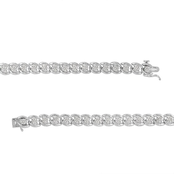 Previously Owned - 1 CT. T.w. Multi-Diamond Cascading Line Bracelet in Sterling Silver - 7.25"