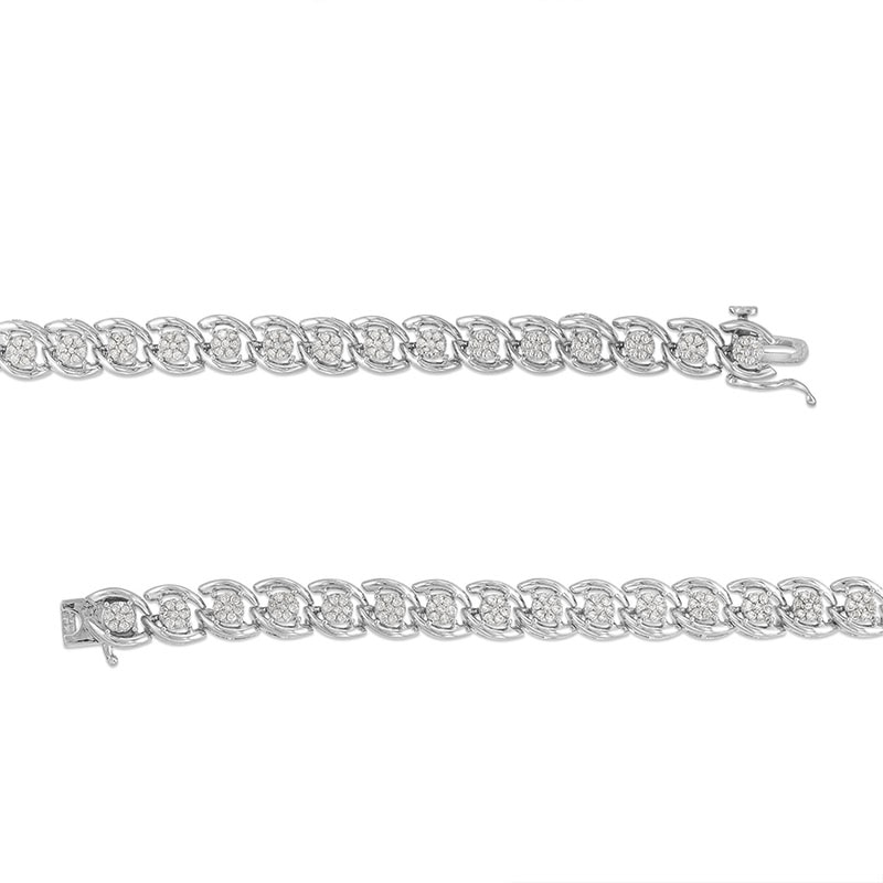 Main Image 3 of Previously Owned - 1 CT. T.W. Multi-Diamond Cascading Line Bracelet in Sterling Silver - 7.25"
