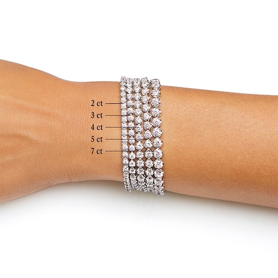 Previously Owned - 1 CT. T.w. Multi-Diamond Cascading Line Bracelet in Sterling Silver - 7.25"