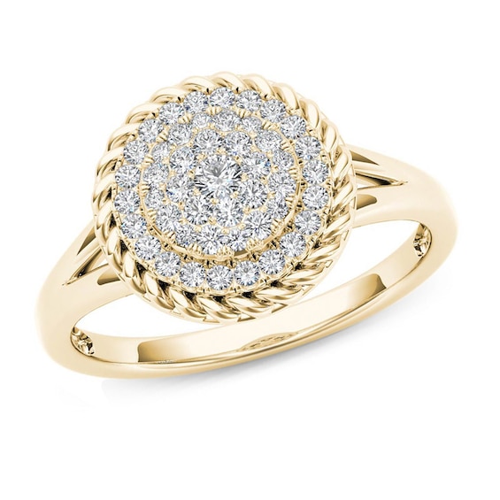 Previously Owned - 1/4 CT. T.w. Composite Diamond Rope Frame Split Shank Ring in 10K Gold