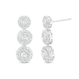 Previously Owned - Marilyn Monroe™ Collection 1 CT. T.W. Journey Diamond Frame Trio Drop Earrings in 10K White Gold