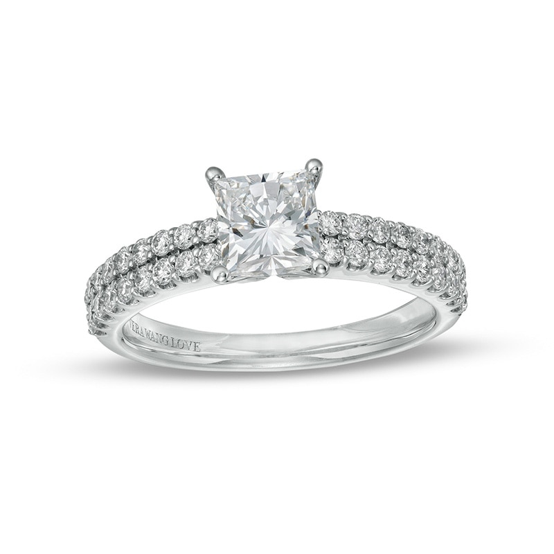 Main Image 1 of Previously Owned - Vera Wang Love Collection 1-1/2 CT. T.W. Lab-Grown Diamond Double Row Ring in 14K White Gold