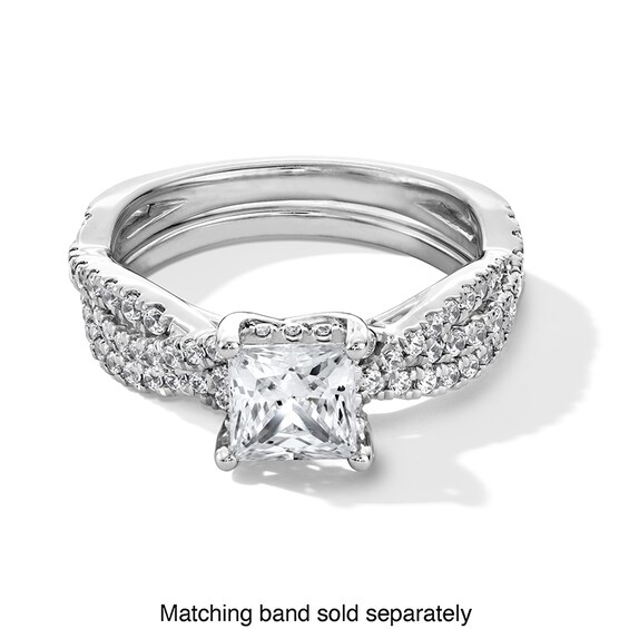 Previously Owned - 1-3/8 CT. T.w. Princess-Cut Lab-Grown Diamond Twist Shank Engagement Ring in 14K White Gold (F/Vs2)