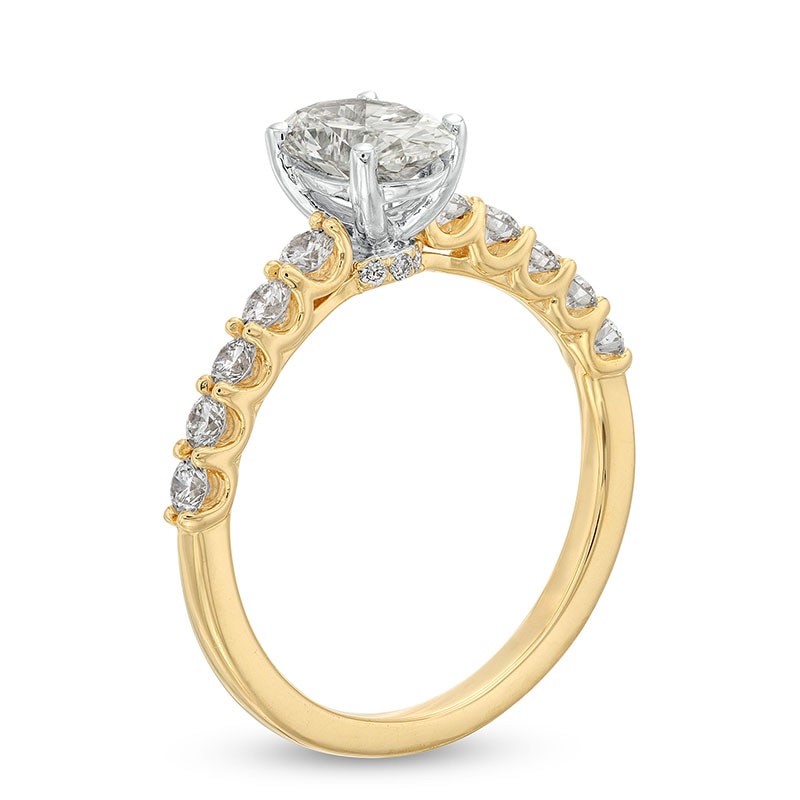 Main Image 3 of Previously Owned - 1-1/2 CT. T.W. Oval Lab-Grown Diamond Engagement Ring in 14K Gold (I/SI2)