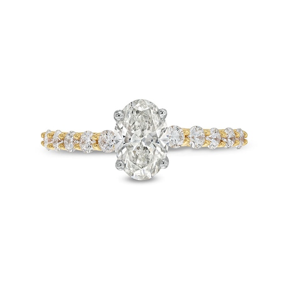 Previously Owned - 1-1/2 CT. T.w. Oval Lab-Grown Diamond Engagement Ring in 14K Gold (I/Si2)