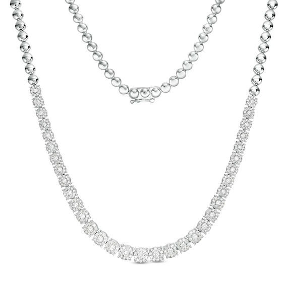 Previously Owned - 3 CT. T.w. Graduated Diamond and Bead Necklace in 10K White Gold