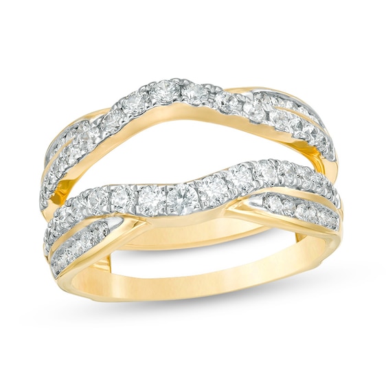 Previously Owned - 1 CT. T.w. Diamond Criss-Cross Ring Solitaire Enhancer in 14K Gold