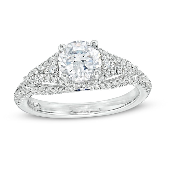 Previously Owned - Vera Wang Love Collection 1-3/8 CT. T.w. Diamond Split Shank Engagement Ring in 14K White Gold