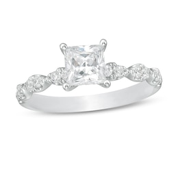 Previously Owned - 1-1/3 CT. T.W. Princess-Cut Diamond Engagement Ring in 14K White Gold