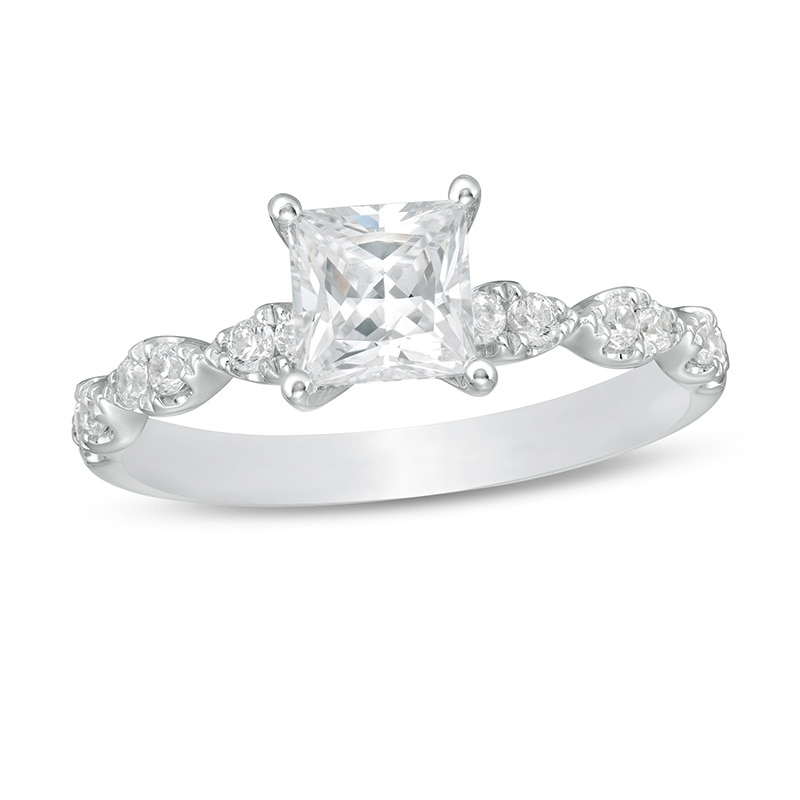 Main Image 1 of Previously Owned - 1-1/3 CT. T.W. Princess-Cut Diamond Engagement Ring in 14K White Gold