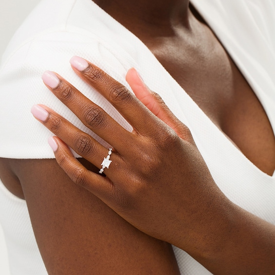 Previously Owned - 1-1/3 CT. T.w. Princess-Cut Diamond Engagement Ring in 14K White Gold