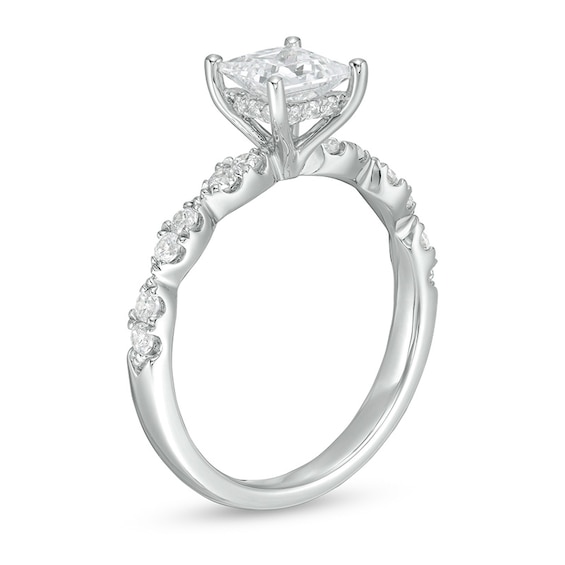 Previously Owned - 1-1/3 CT. T.w. Princess-Cut Diamond Engagement Ring in 14K White Gold
