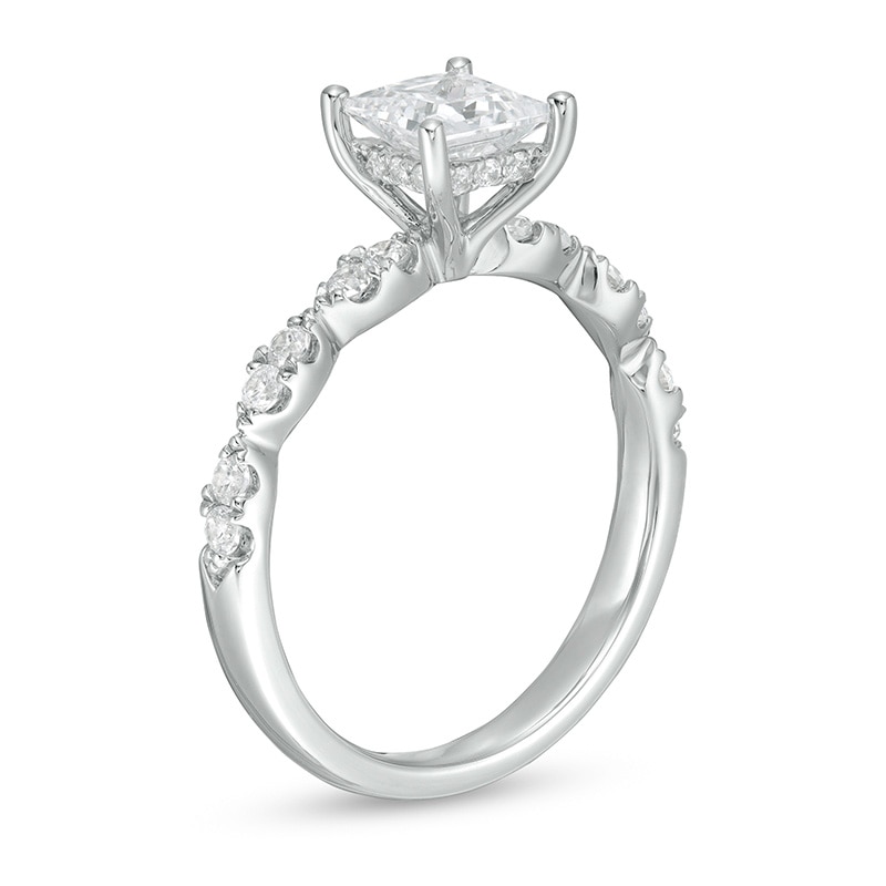 Main Image 3 of Previously Owned - 1-1/3 CT. T.W. Princess-Cut Diamond Engagement Ring in 14K White Gold