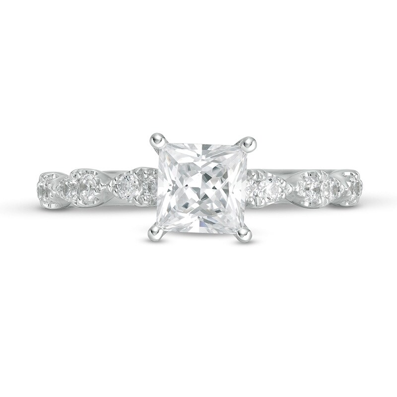 Main Image 4 of Previously Owned - 1-1/3 CT. T.W. Princess-Cut Diamond Engagement Ring in 14K White Gold