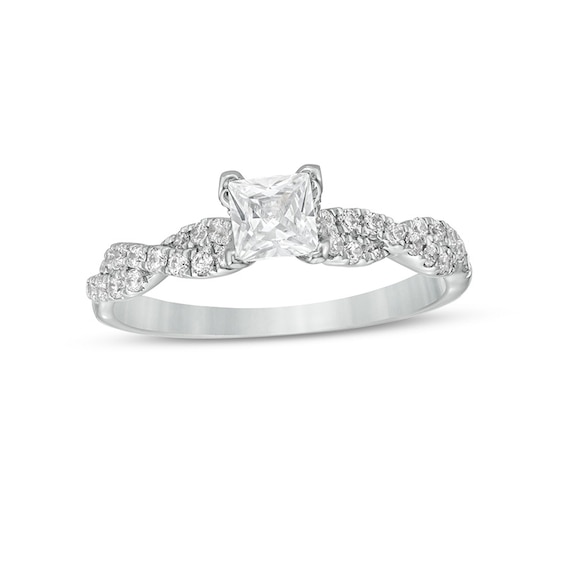Previously Owned - 3/4 CT. T.w. Princess-Cut Diamond Twist Shank Engagement Ring in Platinum (I/Si2)
