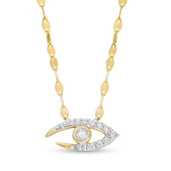 Previously Owned - 1/6 CT. T.w. Diamond Eye of Horus Necklace in 10K Gold – 19"