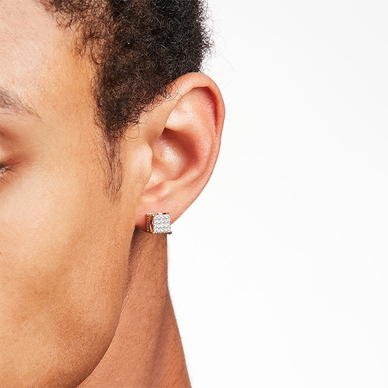 Previously Owned - 1/2 CT. T.w. Square Multi-Diamond Stud Earrings in 10K Gold