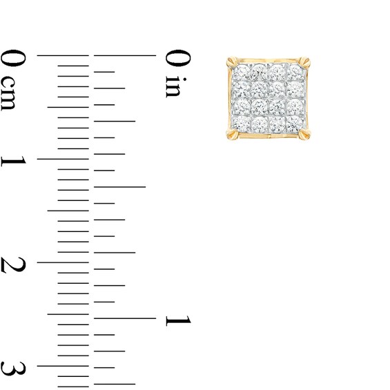 Previously Owned - 1/2 CT. T.w. Square Multi-Diamond Stud Earrings in 10K Gold