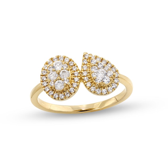 Previously Owned - 1/2 CT. T.w. Diamond Oval-and Pear-Framed Ring in 10K Gold