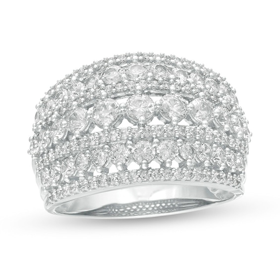 Previously Owned - 2 CT. T.w. Diamond Multi-Row Domed Ring in 10K White Gold