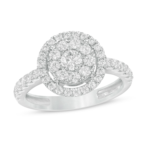 Previously Owned - 1 CT. T.w. Multi-Diamond Frame Ring in 10K White Gold
