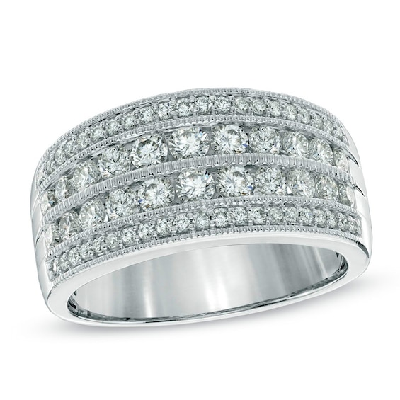 Previously Owned - 1 CT. T.w. Diamond Vintage-Style Anniversary Band in 14K White Gold