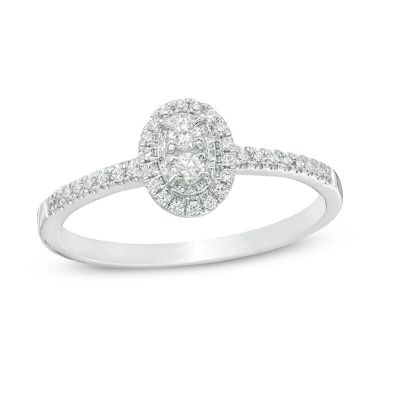 Previously Owned - 1/5 CT. T.w. Composite Diamond Oval Frame Promise Ring in 10K White Gold