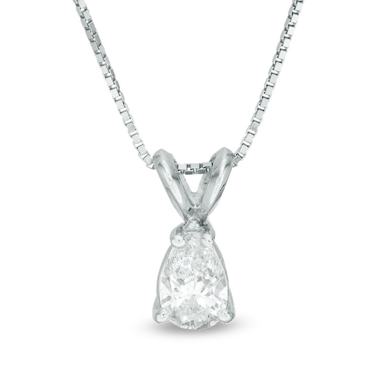 Previously Owned - 1/3 CT. Pear-Shaped Diamond Solitaire Pendant in 14K White Gold (I/I1)