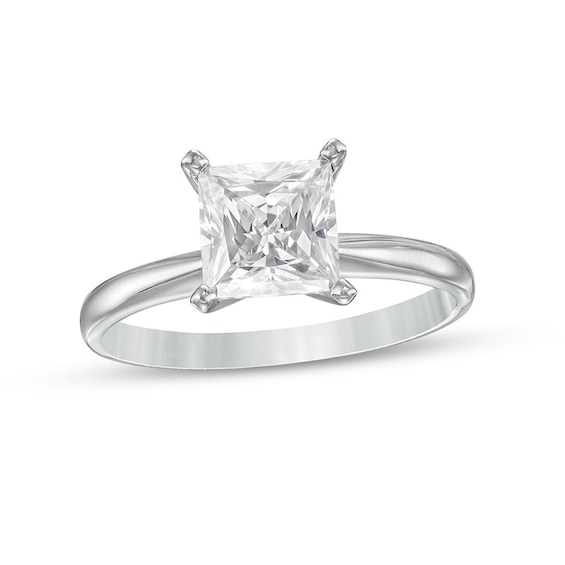 Previously Owned - 1-1/2 CT. Princess-Cut Diamond Solitaire Engagement Ring in 14K White Gold (J/I3)