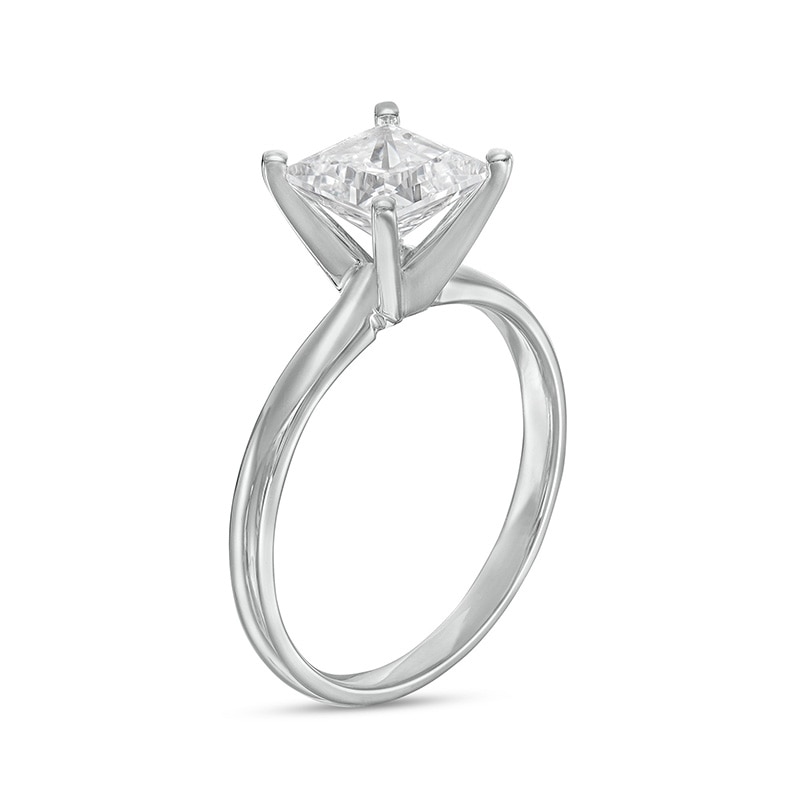 Main Image 3 of Previously Owned - 1-1/2 CT. Princess-Cut Diamond Solitaire Engagement Ring in 14K White Gold (J/I3)