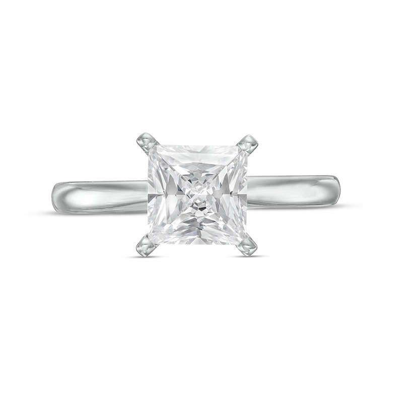 Main Image 4 of Previously Owned - 1-1/2 CT. Princess-Cut Diamond Solitaire Engagement Ring in 14K White Gold (J/I3)