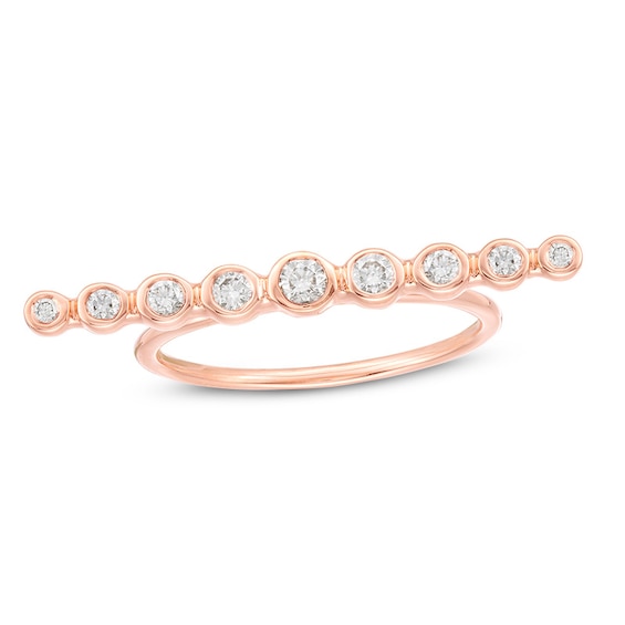 Previously Owned - 1/4 CT. T.w. Diamond Bezel-Set Horizontal Bar Ring in 10K Rose Gold