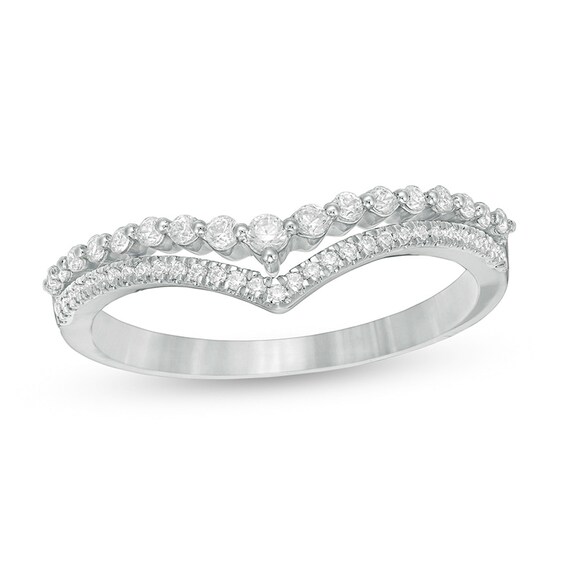 Previously Owned - 1/4 CT. T.w. Diamond Double Chevron Anniversary Band in 10K White Gold