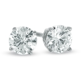 Previously Owned - 1 CT. T.W. Diamond Solitaire Stud Earrings in 14K White Gold (I/I1)