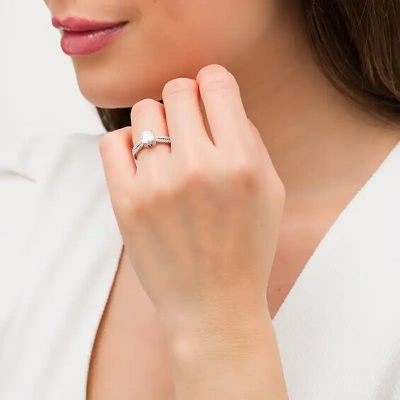 Previously Owned - Vera Wang Love Collection 1-1/3 CT. T.w. Diamond Split Shank Engagement Ring in 14K White Gold