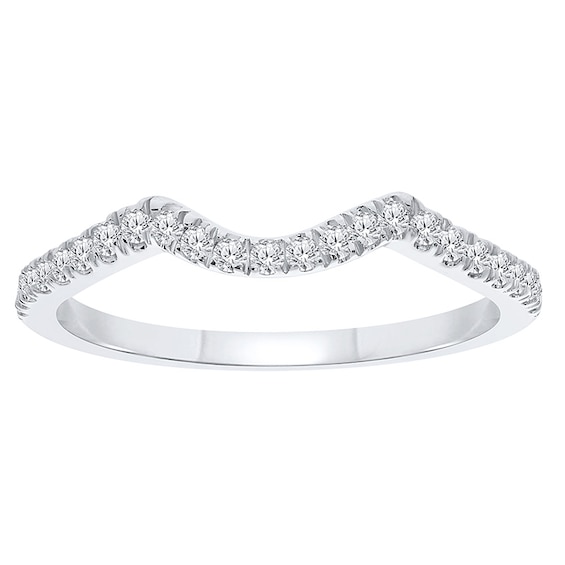 Previously Owned - 1/4 CT. T.w. Diamond Contour Wedding Band in 14K White Gold