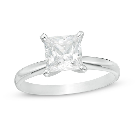 Previously Owned - 1-1/2 CT. Princess-Cut Diamond Solitaire Engagement Ring in 14K White Gold (I/I2)