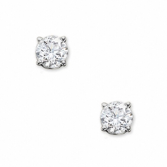 Previously Owned - 1/2 CT. T.w. Diamond Solitaire Stud Earrings in 14K White Gold (I/I1)
