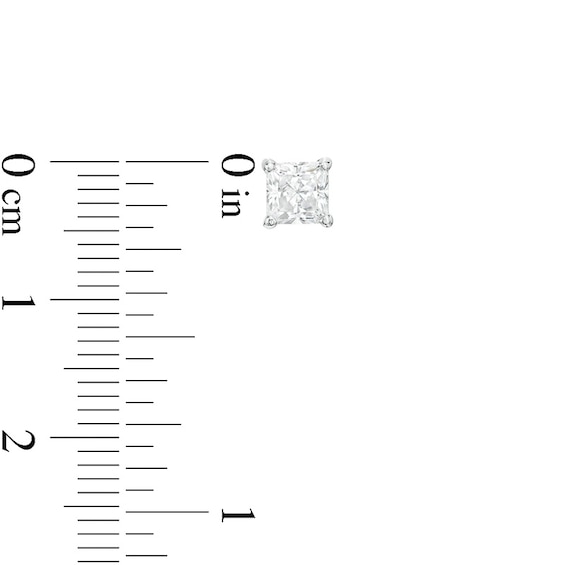 Previously Owned - 1 CT. T.w. Princess-Cut Diamond Solitaire Stud Earrings in 14K White Gold (I/I1)