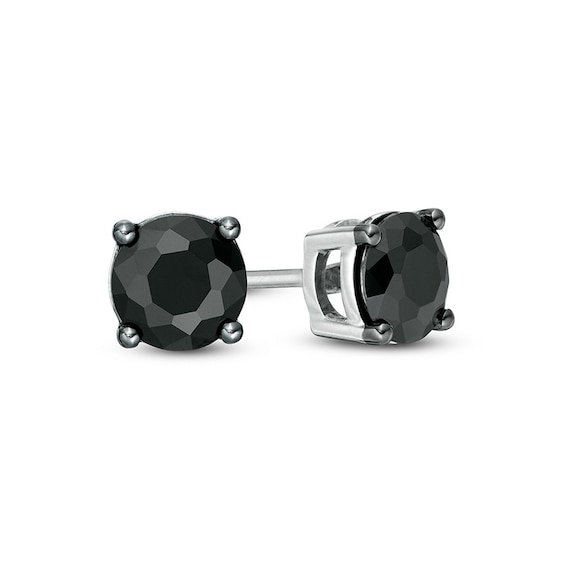 Previously Owned - 1-1/2 CT. T.w. Black Enhanced Diamond Solitaire Stud Earrings in 10K White Gold