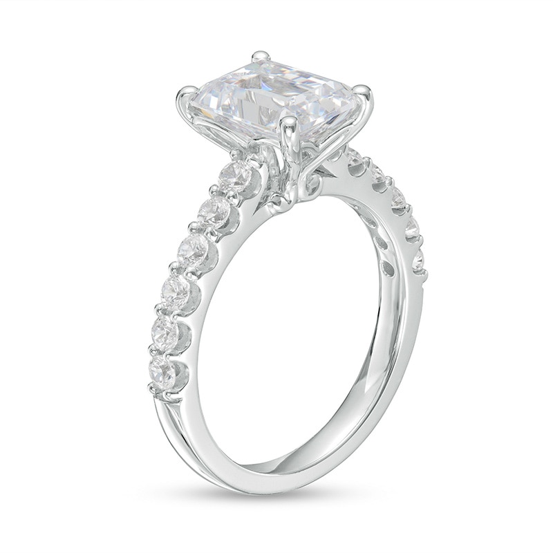 Main Image 3 of Previously Owned - 2-1/2 CT. T.W. Emerald-Cut Lab-Grown Diamond Engagement Ring in 14K White Gold (F/VS2)