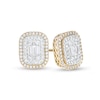 Thumbnail Image 1 of Previously Owned - 1 CT. T.W. Rectangular Multi-Diamond Cushion Frame Stud Earrings in 10K Gold