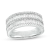 Thumbnail Image 1 of Previously Owned - 7/8 CT. T.W. Baguette and Round Diamond Multi-Row Anniversary Band in 14K White Gold