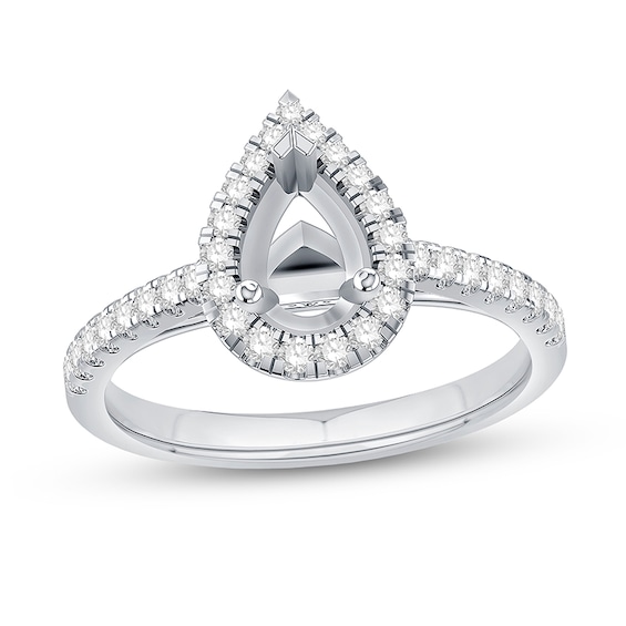 Previously Owned - 3/8 CT. T.w. Pear-Shaped Diamond Frame Semi-Mount in 14K White Gold