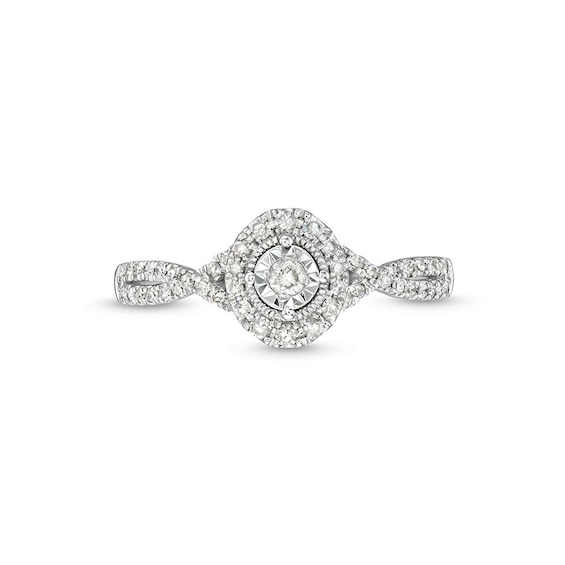 Previously Owned - 1/4 CT. T.w. Diamond Frame Twist Split Shank Promise Ring in 10K White Gold