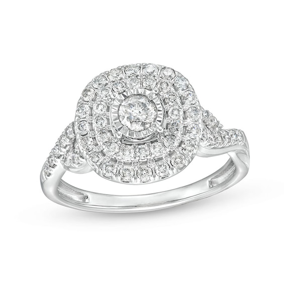 Previously Owned - 3/4 CT. T.w. Diamond Miracle Double Frame Ring in 10K White Gold