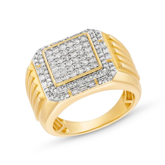 Previously Owned - 1 CT. T.w. Square Multi-Diamond Cushion Frame Ring in 10K Gold