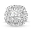 Thumbnail Image 4 of Previously Owned - 4 CT. T.W. Princess-Cut Multi-Diamond Cushion Frame Vintage-Style Engagement Ring in 10K White Gold
