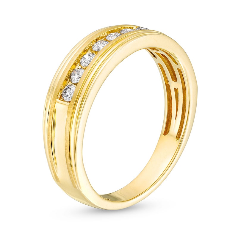 Main Image 3 of Previously Owned - 1/3 CT. T.W. Diamond Ridged Edge Seven Stone Band in 10K White Gold