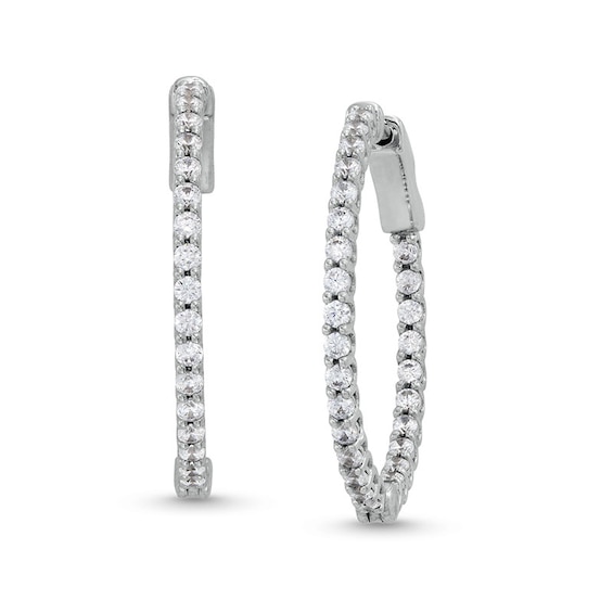 Previously Owned - 1 CT. T.w. Diamond Inside-Out Hoop Earrings in 10K White Gold